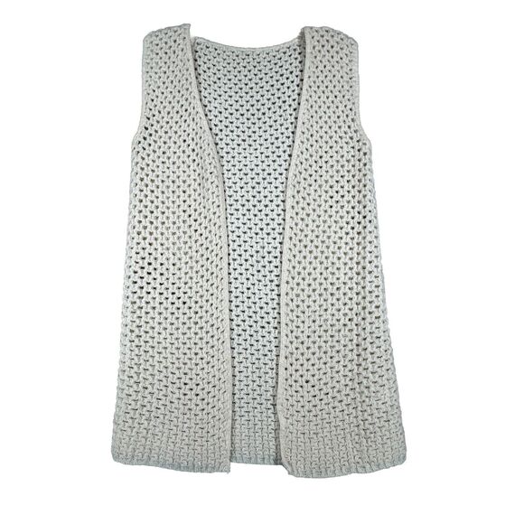 Unbranded Sweater Womens Medium Cream Crochet Open Cardigan Chunky Knit Bohemian - Picture 1 of 5